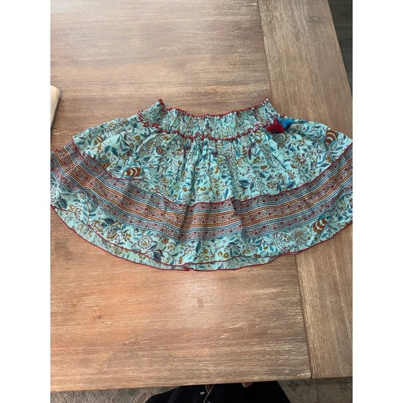 Poupette St Barth Mini Skirt Smocked Waist Floral Print Tassel Detail M/L - Picture 4 of 10